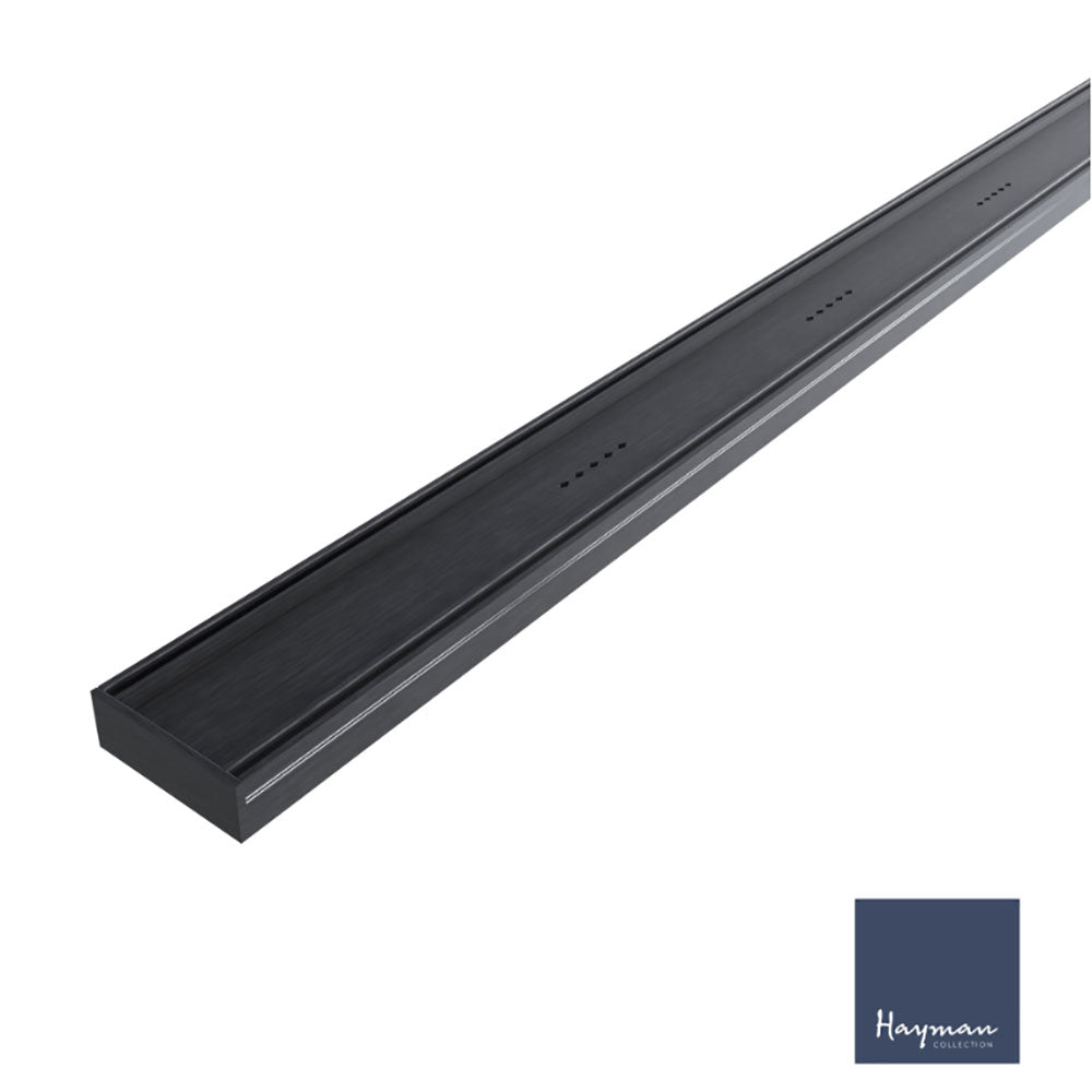 
                  
                    Hayman Aluminium Tile-In Grate Brushed Black 100mm Wide (Sold by the L/M)
                  
                