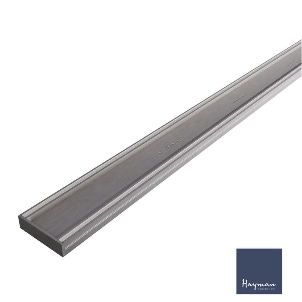 
                  
                    Hayman Aluminium Tile-In Grate Brushed Nickel 100mm Wide (Sold by the L/M)
                  
                