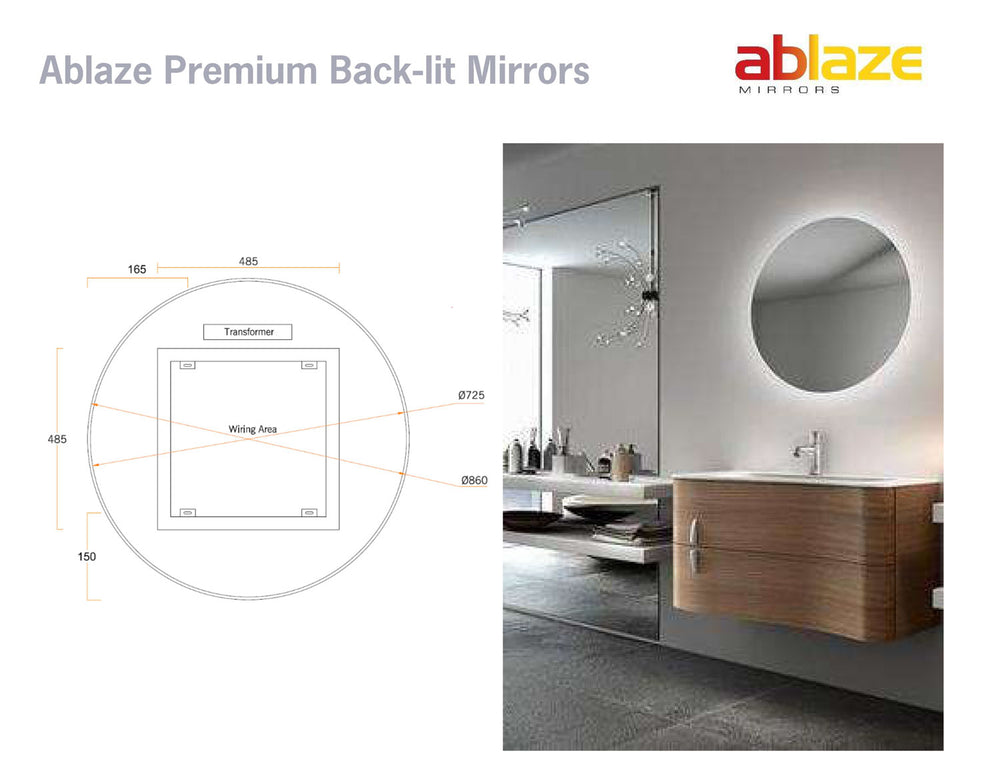 
                  
                    Ablaze Premium Back Lit Round Mirror 600
                  
                