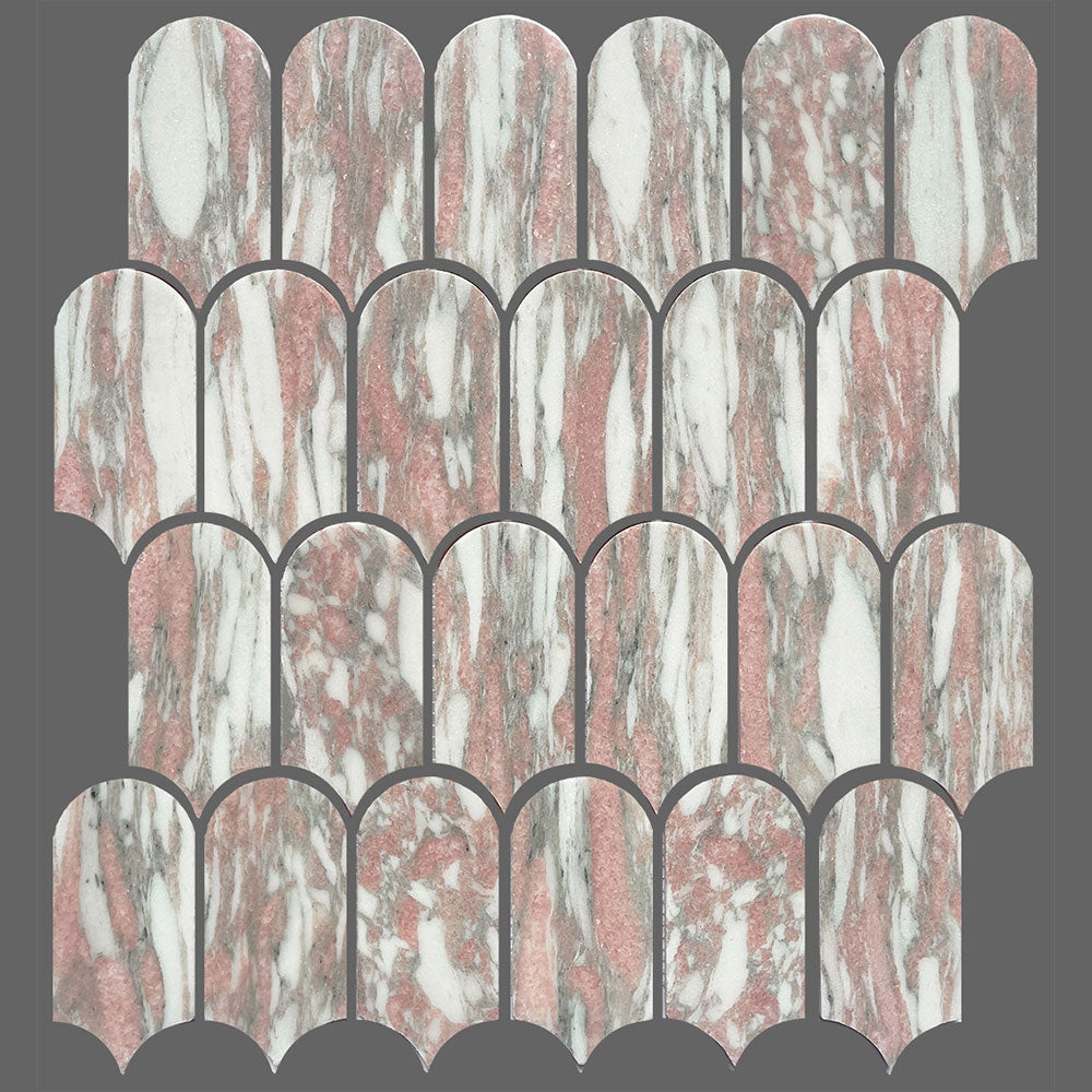 Arte Norwegian Pink Marble Feather Mosaic