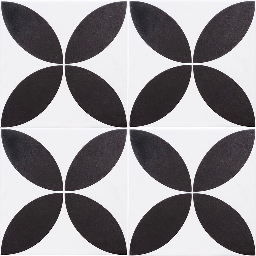 Encaustic Look Classic Black/White Tile 200x200 $49.95m2 (Sold by 1m2 Box)