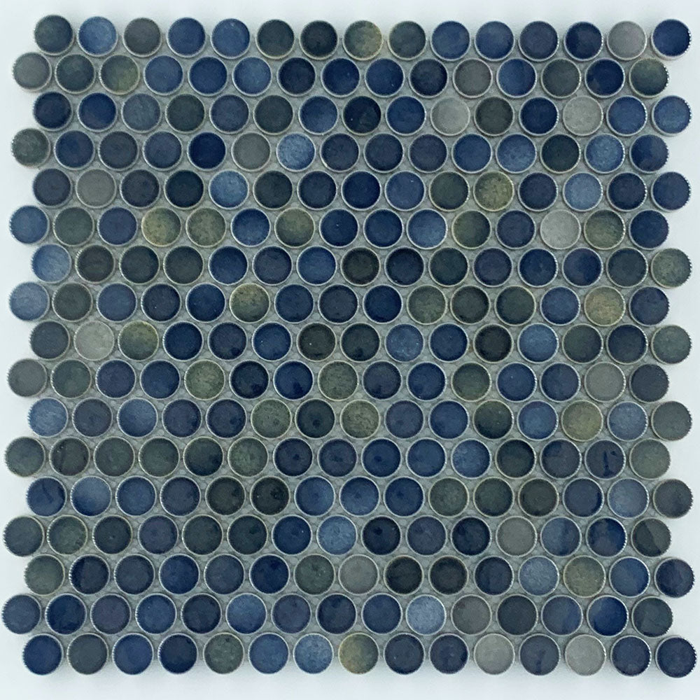 Penny Round Blue Mix Gloss Mosaic
