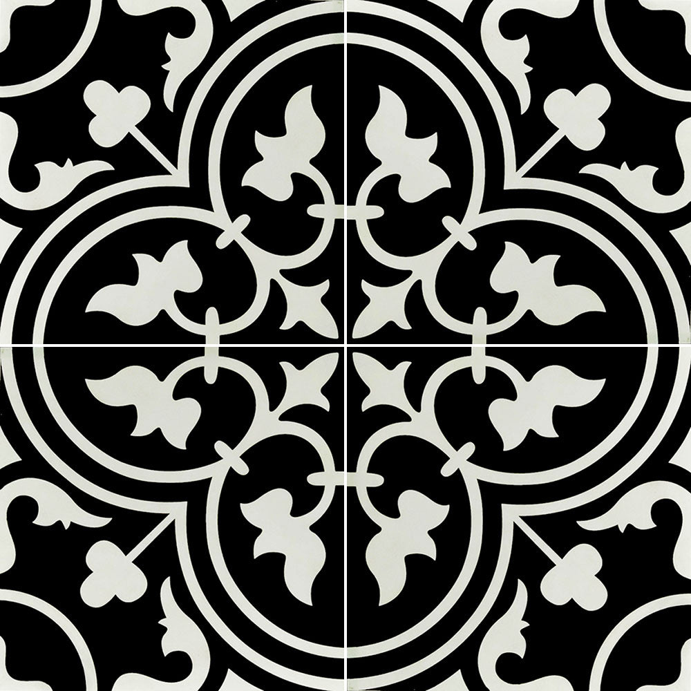 Encaustic Look Shadow Black Tile 200x200 $49.95m2 (Sold by 1m2 Box)